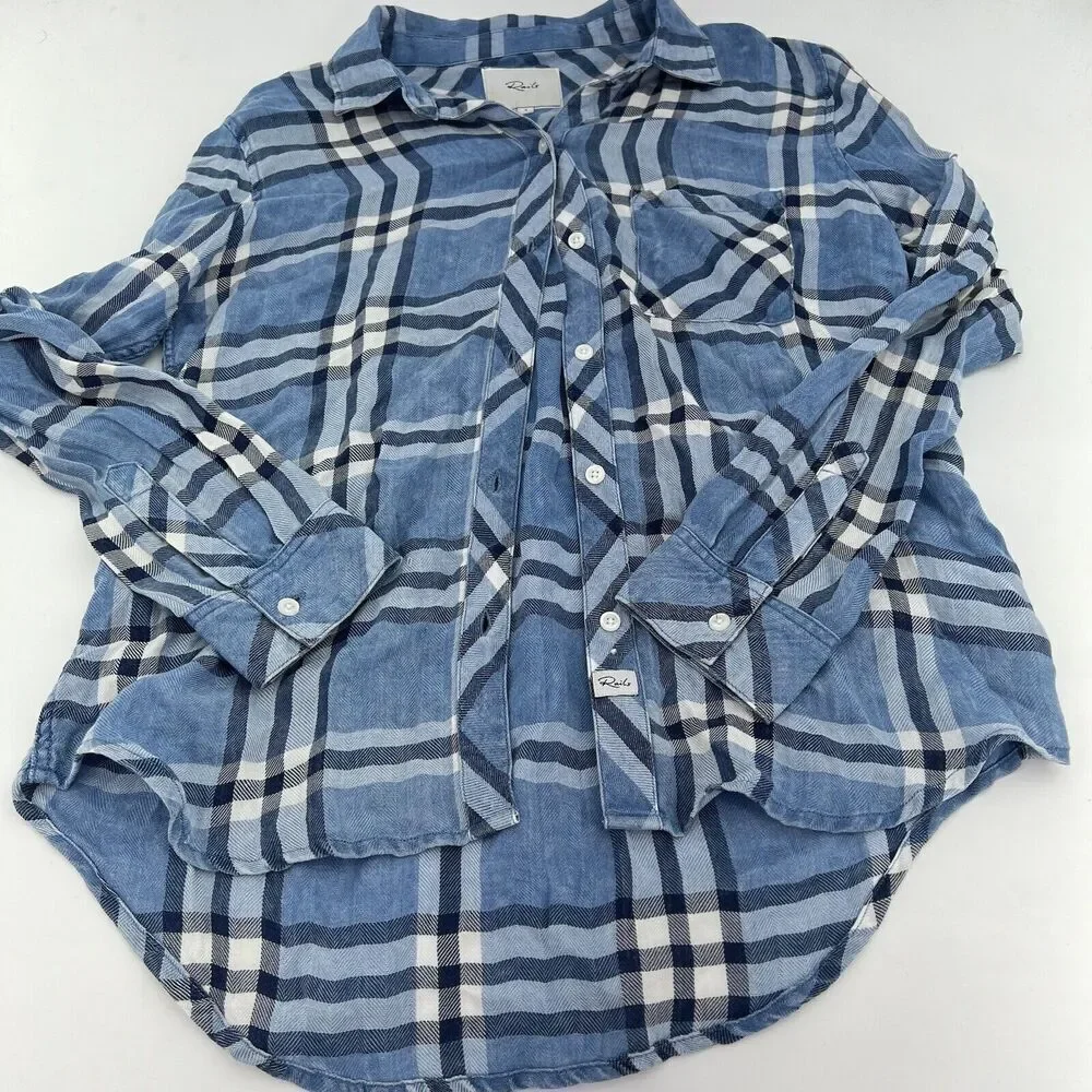 Rails Hunter Shirt Size Small Lapis White Black Chambray Button Up